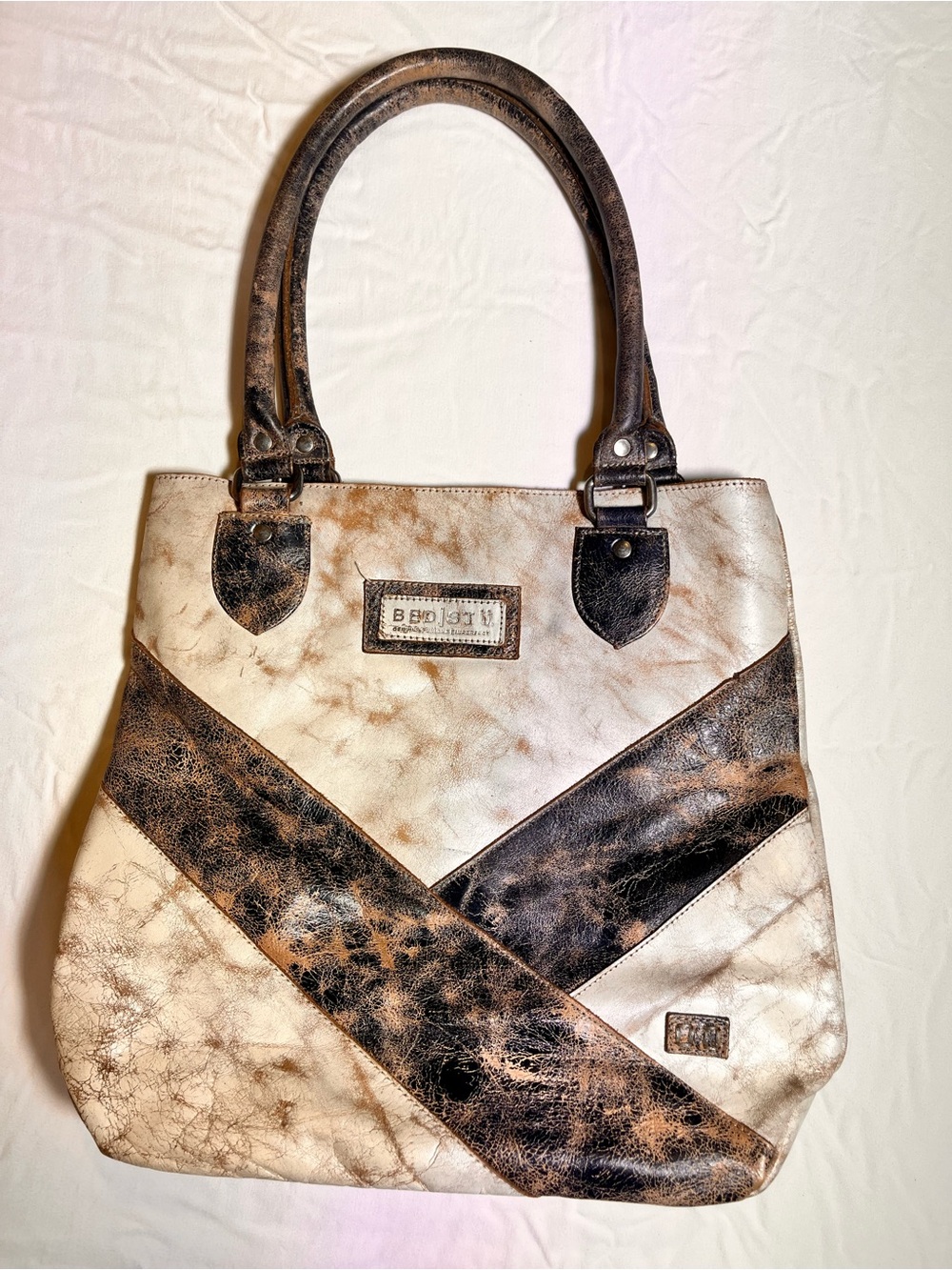 Bed Stu Italic Tote Nectar Lux Full-Grain Leather Boho Distressed